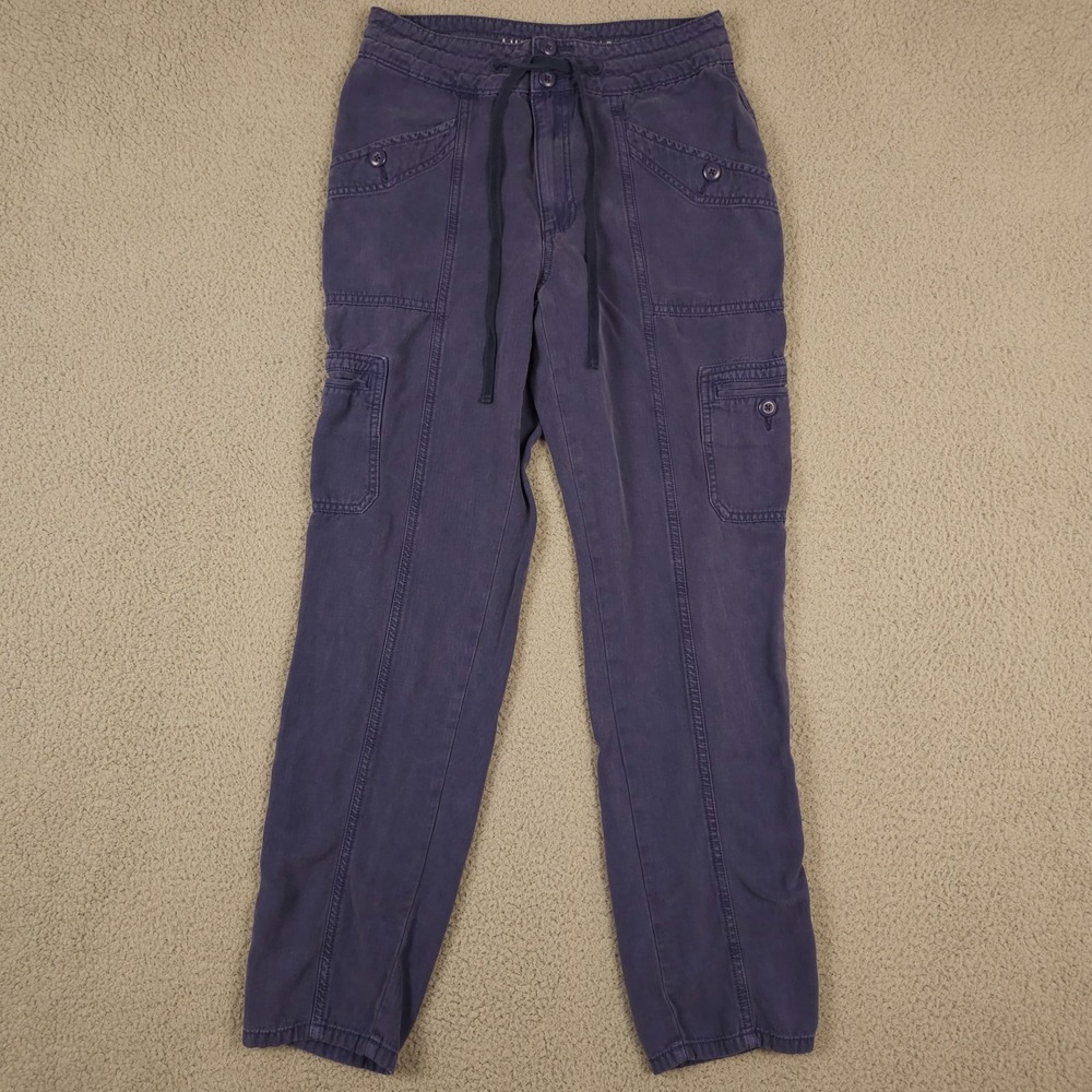 American Eagle‎ Pants Womens 4 Blue Drawstring Cargo Straight Leg Elastic Back